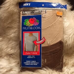 Fruit of the Loom Beige and Brown Pocket T-Shirts